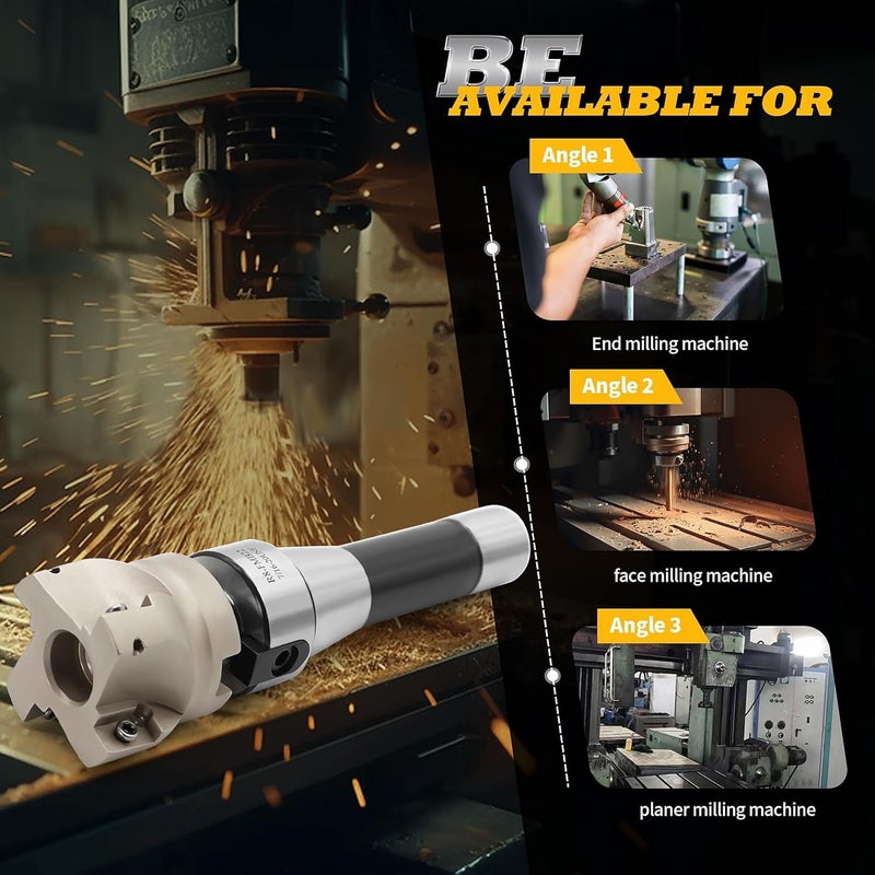 Jecoupoon Store R8 Shank FMB22 7/16-20UNF Face Mill Arbor, 400R 50MM End Milling Shell Cutter, 10Pcs APMT1604 Carbide Inserts and T15 Wrench - Image 3